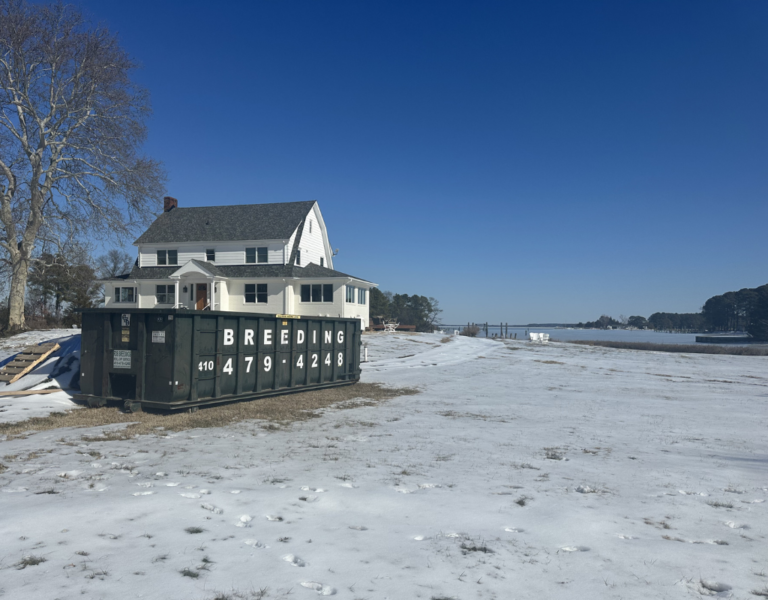 30 yard dumpster on a waterfront property