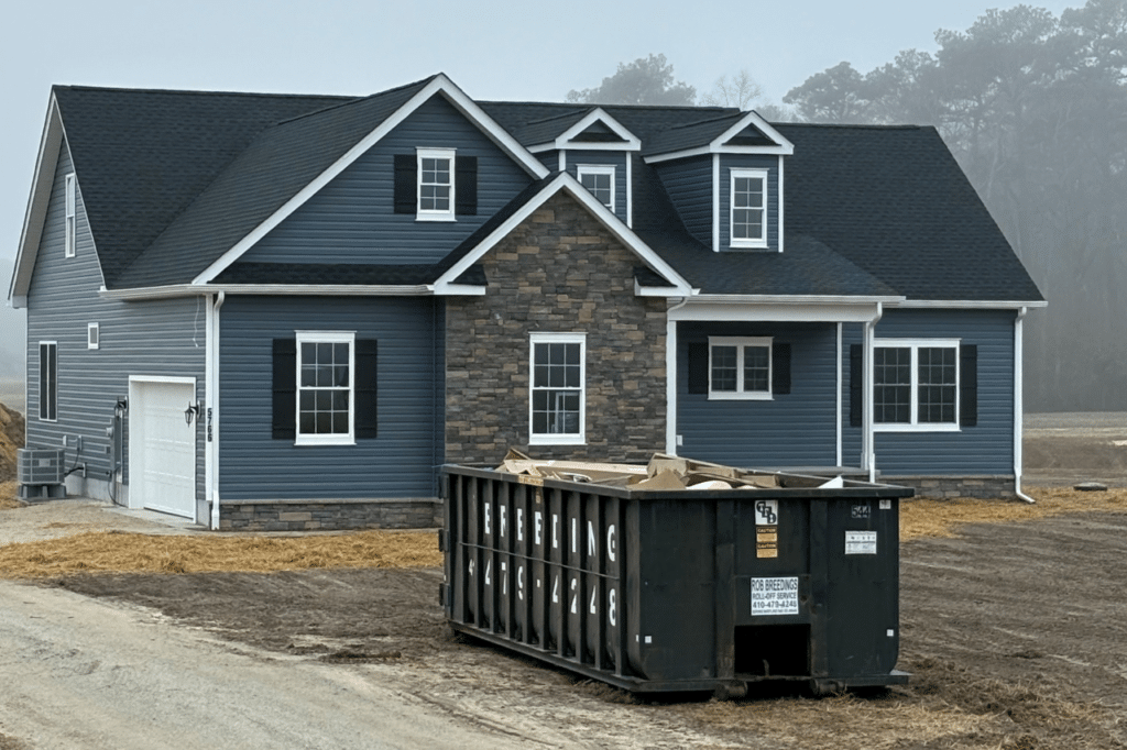image of fall cleaning with roll off container delmarva